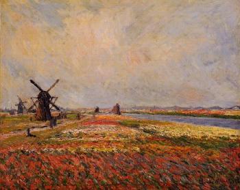 尅勞德 莫奈 Fields of Flowers and Windmills near Leiden